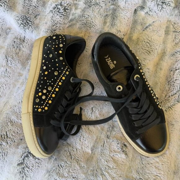 Zadig Voltaire Black Rhinestone Embellished Sneakers - Picture 1 of 6